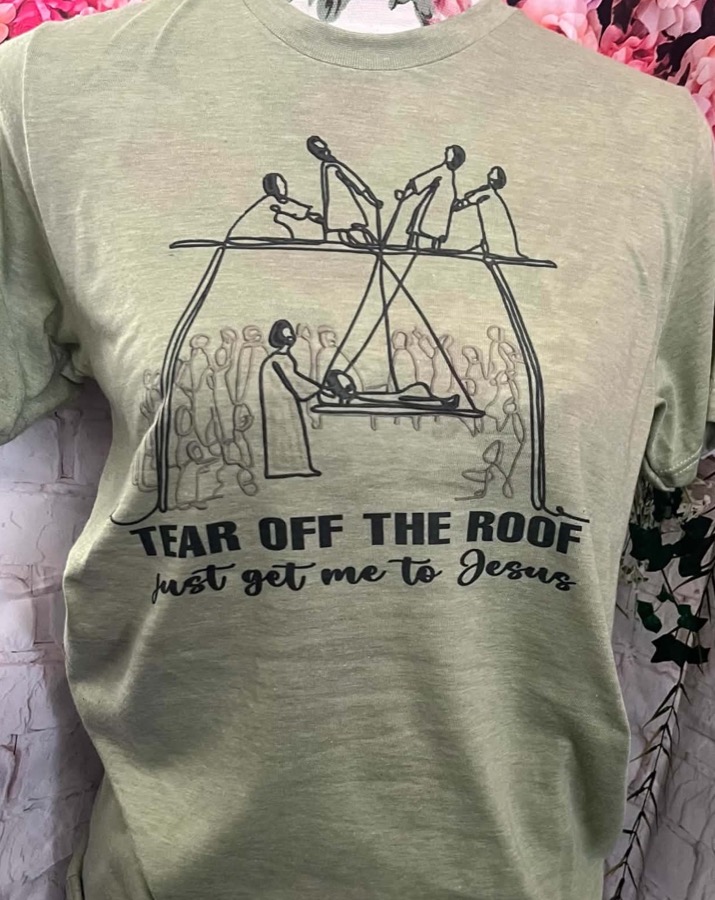 Sage green Tear Off The Roof conference t-shirt